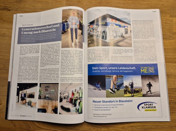 Redaktioneller Bereicht über Sport Klamer in Blaustein